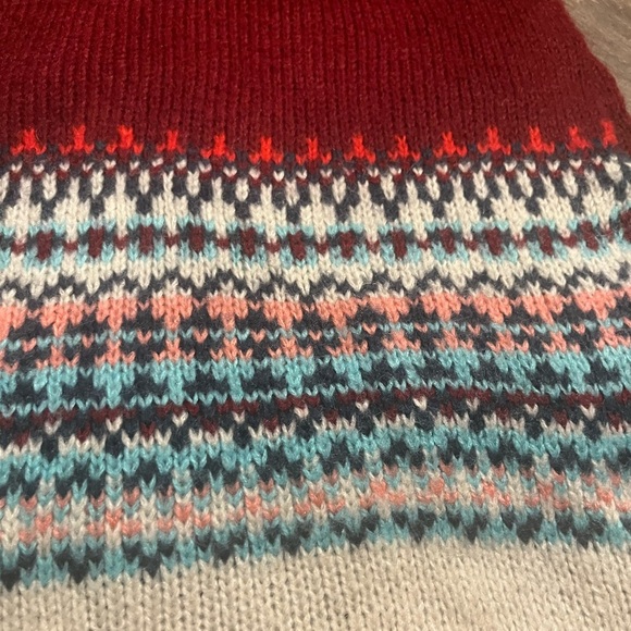 Gap Red and Blue Fair Isle Oversized Chunky Snowflake Acrylic Mohair Scarf - Picture 3 of 9